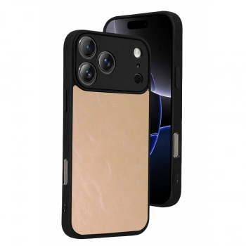 Apple İphone 17 Pro Max Aras Deri Kapak - Pudra