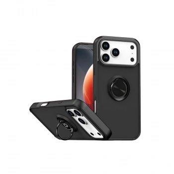 Apple İphone 17 Pro Montreal Yüzüklü Silikon Kapak - Siyah