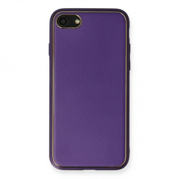 Apple İphone 7 Kılıf Coco Deri Silikon Kapak - Mor
