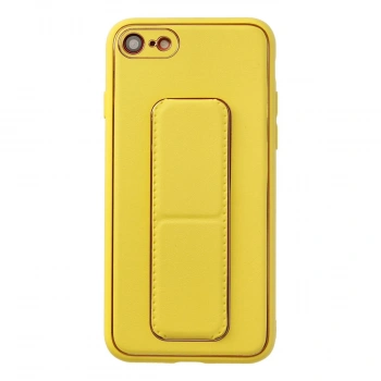Apple İphone 7 Kılıf Coco Deri Standlı Kapak - Sarı