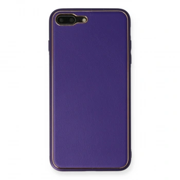 Apple İphone 7 Plus Kılıf Coco Deri Silikon Kapak - Mor