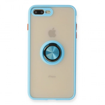 Apple İphone 7 Plus Kılıf Montreal Yüzüklü Silikon Kapak - Buz Mavi