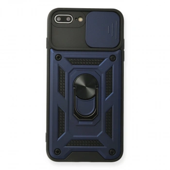 Apple İphone 7 Plus Kılıf Pars Lens Yüzüklü Silikon - Lacivert