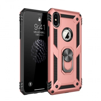 Apple İphone X Kılıf Sofya Yüzüklü Silikon Kapak - Rose