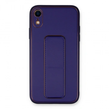 Apple İphone Xr Kılıf Coco Deri Standlı Kapak - Mor