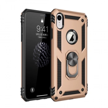 Apple İphone Xr Kılıf Sofya Yüzüklü Silikon Kapak - Gold