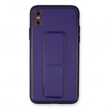 Apple İphone Xs Max Kılıf Coco Deri Standlı Kapak - Mor