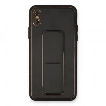 Apple İphone Xs Max Kılıf Coco Deri Standlı Kapak - Siyah