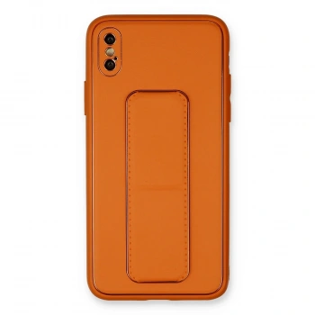 Apple İphone Xs Max Kılıf Coco Deri Standlı Kapak - Turuncu
