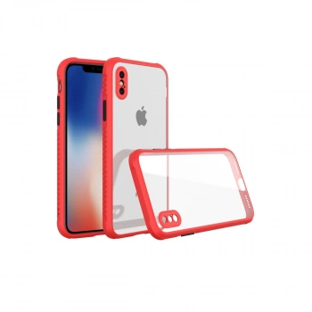 Apple İphone Xs Max Kılıf Miami Şeffaf Silikon - Kırmızı