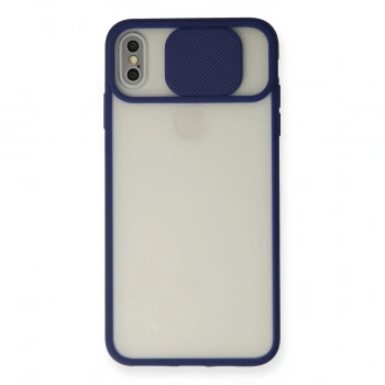 Apple İphone Xs Max Kılıf Palm Buzlu Kamera Sürgülü Silikon - Lacivert