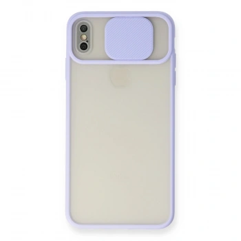 Apple İphone Xs Max Kılıf Palm Buzlu Kamera Sürgülü Silikon - Lila