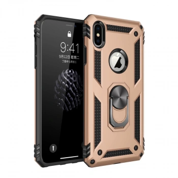 Apple İphone Xs Max Kılıf Sofya Yüzüklü Silikon Kapak - Gold