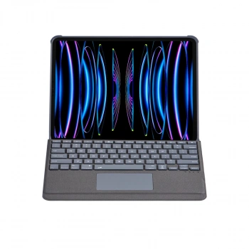 Apple T5509d İpad Pro 12.9 (2022) Kılıf Palermo Ledli Klavyeli Standlı Tablet Kılıfı - Siyah