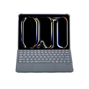Apple T5510d İpad Pro 13 (2024) Kılıf Palermo Ledli Klavyeli Standlı Tablet Kılıfı - Siyah