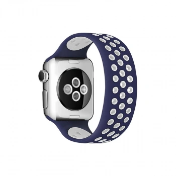 Apple Watch 38mm Ayarlı Delikli Silikon Kordon (saat Değildir) - Lacivert-beyaz