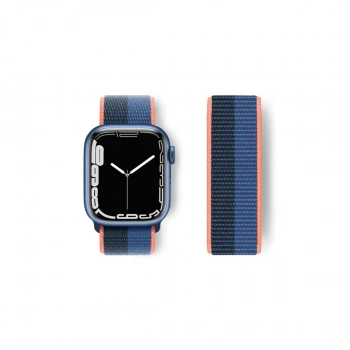 Apple Watch 38mm Hasırlı Cırtcırtlı Kordon (saat Değildir) - Siyah-mavi