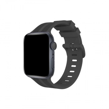 Apple Watch 38mm Kr408 Çizgili Silikon Kordon - Koyu Gri
