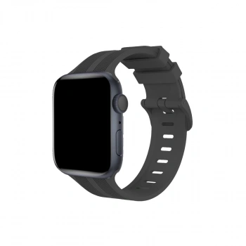 Apple Watch 38mm Kr408 Çizgili Silikon Kordon (saat Değildir) - Koyu Gri