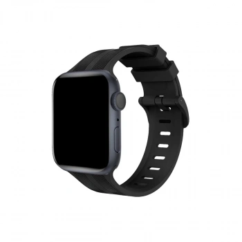 Apple Watch 38mm Kr408 Çizgili Silikon Kordon (saat Değildir) - Siyah