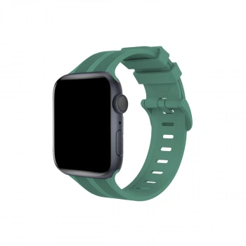 Apple Watch 38mm Kr408 Çizgili Silikon Kordon - Yeşil
