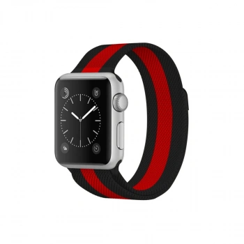 Apple Watch 38mm Metal Mıknatıslı Kordon - Siyah-kırmızı
