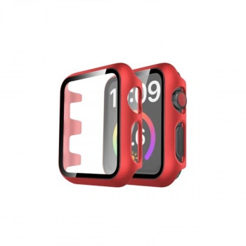 Apple Watch 41mm Camlı Kasa Ekran Koruyucu - Kırmızı