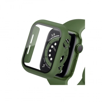 Apple Watch 41mm Camlı Kasa Ekran Koruyucu - Koyu Yeşil