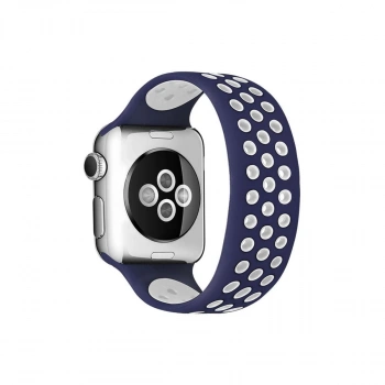 Apple Watch 42mm Ayarlı Delikli Silikon Kordon - Lacivert-beyaz