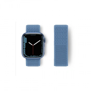 Apple Watch 42mm Hasırlı Cırtcırtlı Kordon - Mavi