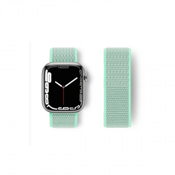 Apple Watch 42mm Hasırlı Cırtcırtlı Kordon - Turkuaz