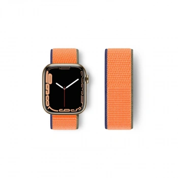 Apple Watch 42mm Hasırlı Cırtcırtlı Kordon - Turuncu