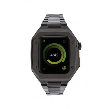 Apple Watch 44mm Metal Petek Kasalı Kordon - Siyah