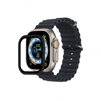 Apple Watch Ultra 49mm Alüminyum Kasa Cam Ekran Koruyucu - Siyah