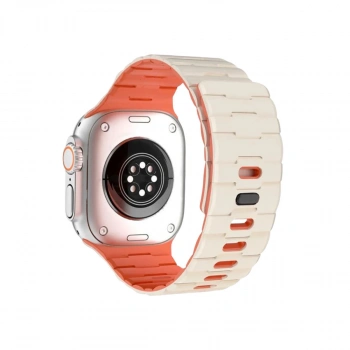 Apple Watch Ultra 49mm Wowen Kordon (saat Değildir) - Beyaz-turuncu