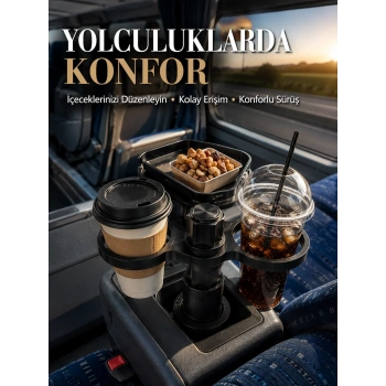 Araç Bardaklık Genişletici Çift Bardak Tutucu Ve Tepsili Düzenleyici