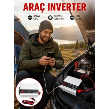 Araç İçi Elektrik Dönüştürücü 500w Priz İnvertör
