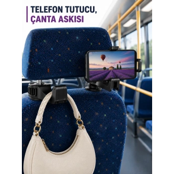 Araç İçi Telefon Sabitleyici Ve Koltuk Arkası Çanta Askılığı