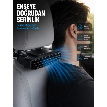 Araç Koltuğu İçin 5 Hız Kademeli Soğutucu Fan Aroma Hazneli Usb-c Şarjlı