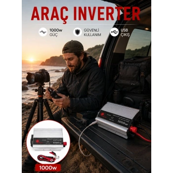 Araçtan Elektrik Kullanımı Sağlayan 1000w Akü İnvertör