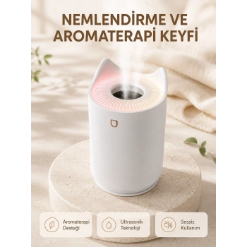 Aroma Difüzör Hava Nemlendirici Sessiz Çalışma Led Gece Lambası
