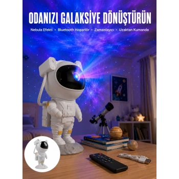 Astronot Bluetooth Hoparlör Gökyüzü Projektör Gece Lambası