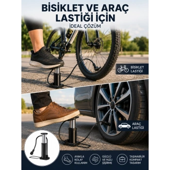 Ayakla Kullanılan Hava Pompası Araç Ve Bisiklet İçin Uygun Yeni Nesil