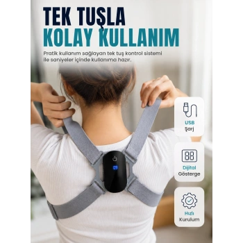 Ayarlanabilir Askılı Akıllı Dik Duruş Destekleyici Dijital Göstergeli Dik Duruş Cihazı