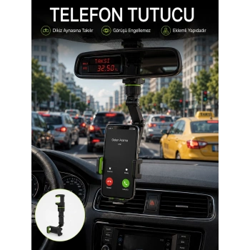 Ayarlanabilir Dikiz Aynası Telefon Tutucu Görüş Açısını Engellemeyen Araç Aparatı