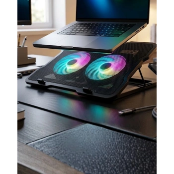 Ayarlanabilir Laptop Soğutucu Çift Fan Rgb Işıklı Sessiz Çalışan
