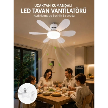 Ayarlanabilir Parlaklık Özellikli Led Tavan Vantilatörü Süper Sessiz Motor Teknolojisi Ve Güçlü Hava Akışı