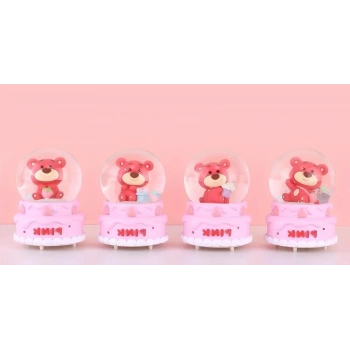 Ayıcıklı Işıklı Kar Küresi 7 Cm Alk3102