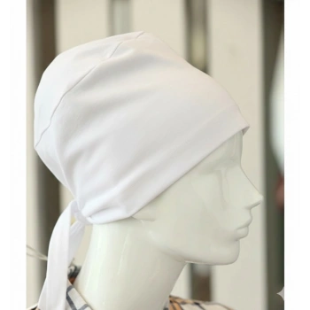 Bağlamalı Tesettür Bone - Bağlamalı Bandana Beyaz 5 Adet (599)