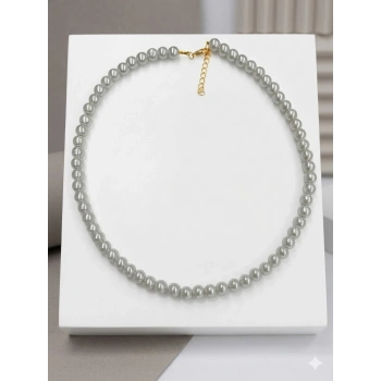 Beyaz Cam İnci  Kolyeler 40+5 Cm  - Kl0301